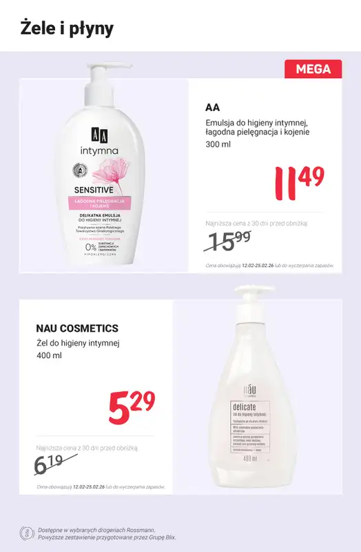 Rossmann - gazetka promocyjna Higiena intymna PROMOCJE od poniedziałku 16.02 do środy 18.02 - strona 3