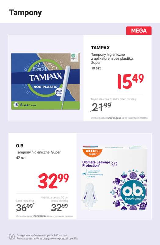 Rossmann - gazetka promocyjna Higiena intymna PROMOCJE od poniedziałku 16.02 do środy 18.02 - strona 9