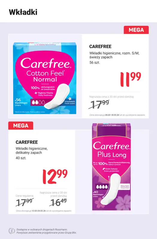 Rossmann - gazetka promocyjna Higiena intymna PROMOCJE od poniedziałku 16.02 do środy 18.02 - strona 11