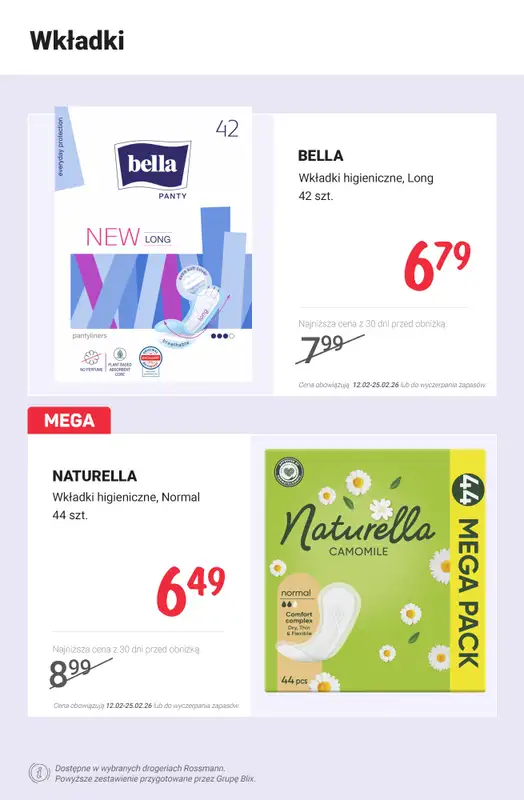 Rossmann - gazetka promocyjna Higiena intymna PROMOCJE od poniedziałku 16.02 do środy 18.02 - strona 12