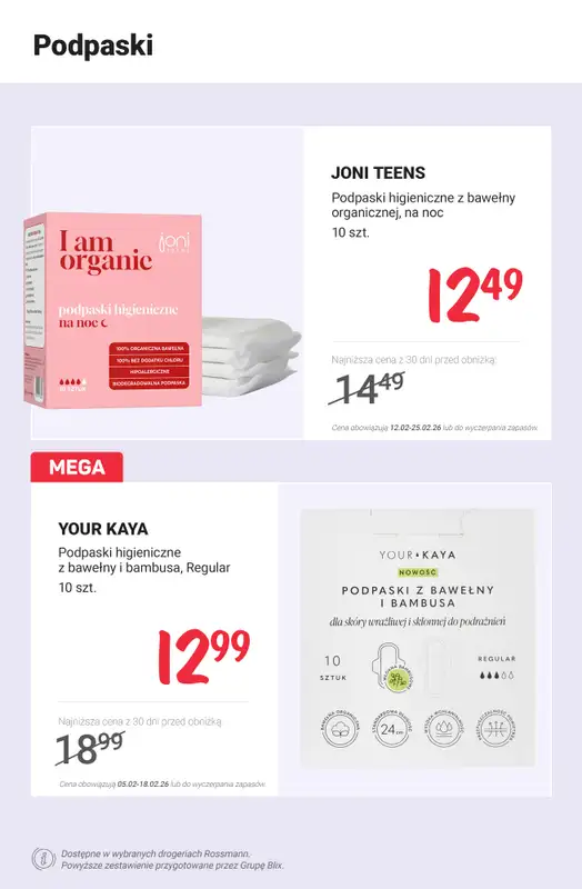 Rossmann - gazetka promocyjna Higiena intymna PROMOCJE od poniedziałku 16.02 do środy 18.02 - strona 8