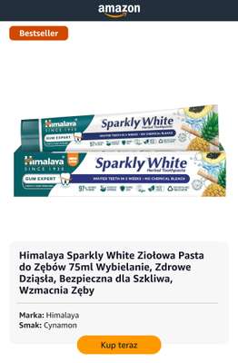 Himalaya Sparkly White Ziołowa Pasta do Zębów 75ml Wybielanie, Zdrowe Dziąsła, Bezpieczna dla Szkliwa, Wzmacnia Zęby