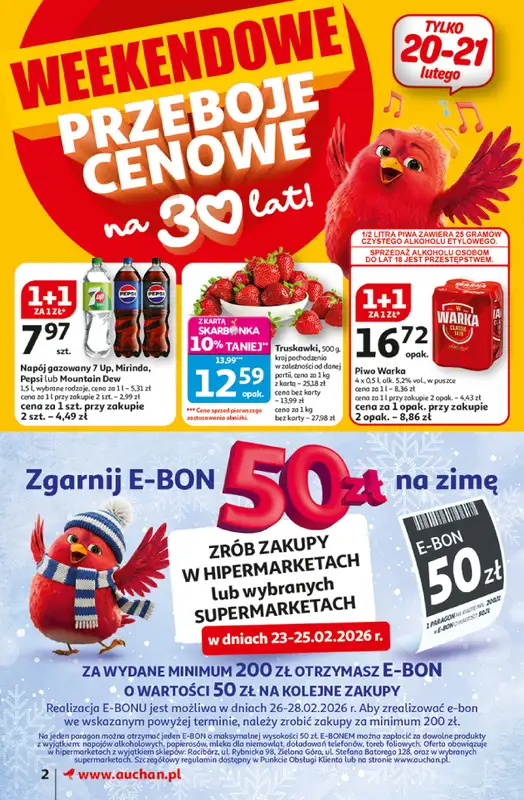 Auchan - gazetka promocyjna Gazetka 30 Lat Supermarket Auchan od czwartku 19.02 do środy 25.02 - strona 2
