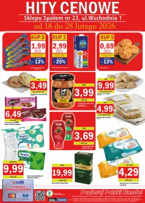 Społem - Blisko i Korzystnie - gazetka promocyjna Plakat promocyjny PSS Gniezno od środy 18.02 do soboty 28.02