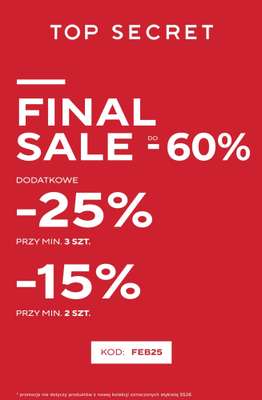 Top Secret - gazetka promocyjna Do 25% extra rabatu na FINAL SALE - do -60% od wtorku 17.02 do środy 25.02