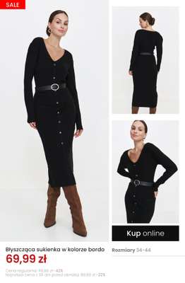 Błyszcząca sukienka w kolorze bordo