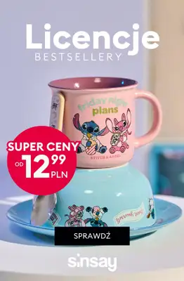 Sinsay - gazetka promocyjna Bestsellery na LICENCJI - już od 12,99 PLN od wtorku 17.02 do poniedziałku 23.02