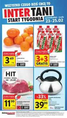 Intermarche - gazetka promocyjna Intertani start tygodnia od poniedziałku 23.02 do środy 25.02