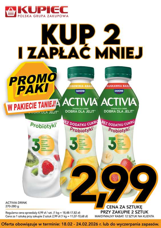Kupiec - gazetka promocyjna Promopaki od środy 18.02 do wtorku 24.02