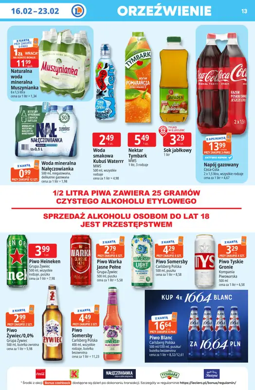 Leclerc - gazetka promocyjna Oferta E.Leclerc I Tanio to tu! od środy 18.02 do poniedziałku 23.02 - strona 13