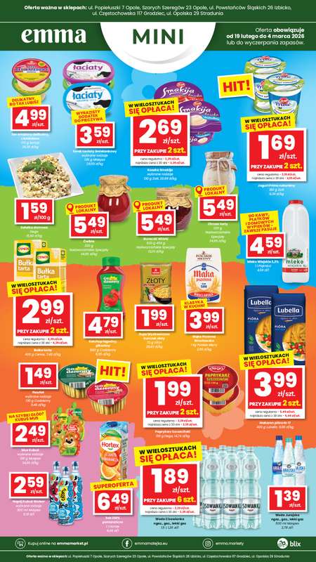 emma MARKET - gazetka promocyjna Plakaty promocyjne Emma Mini od czwartku 19.02 do środy 04.03