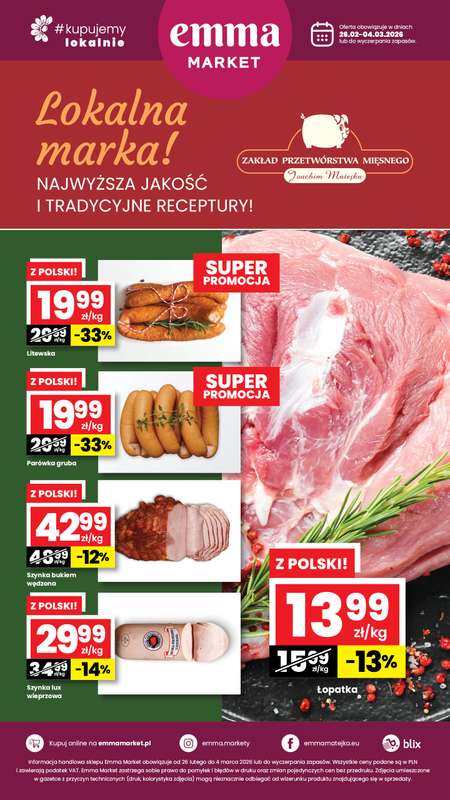 emma MARKET - gazetka promocyjna Plakat promocyjny od czwartku 26.02 do środy 04.03
