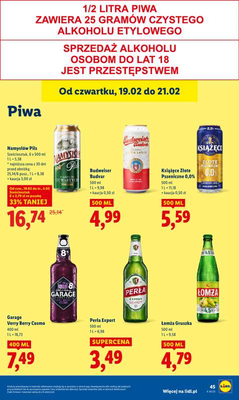 Lidl - gazetka promocyjna Oferta od czwartku od czwartku 19.02 do soboty 21.02 - strona 45