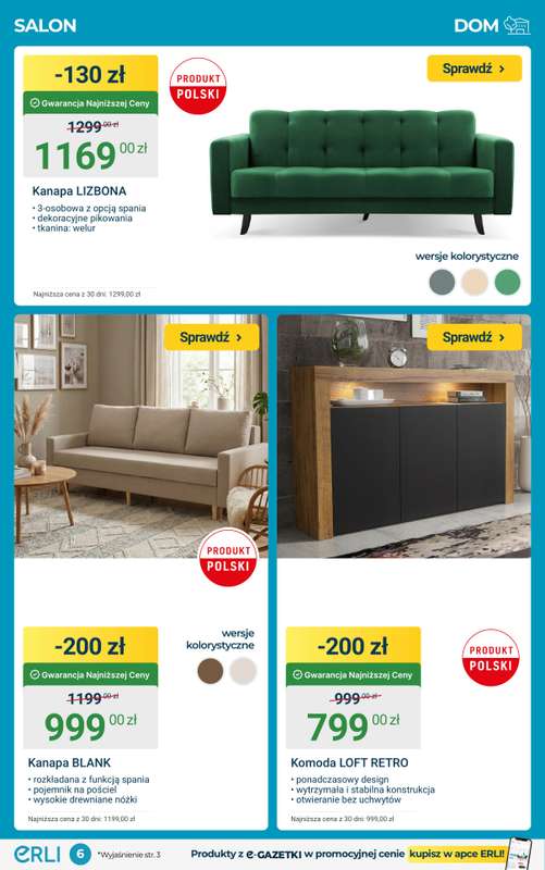 ERLI - gazetka promocyjna Mega rabaty do Twojego domu – meble, wyposażenie i elektronika taniej! od środy 18.02 do niedzieli 22.02 - strona 6