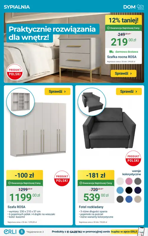 ERLI - gazetka promocyjna Mega rabaty do Twojego domu – meble, wyposażenie i elektronika taniej! od środy 18.02 do niedzieli 22.02 - strona 5