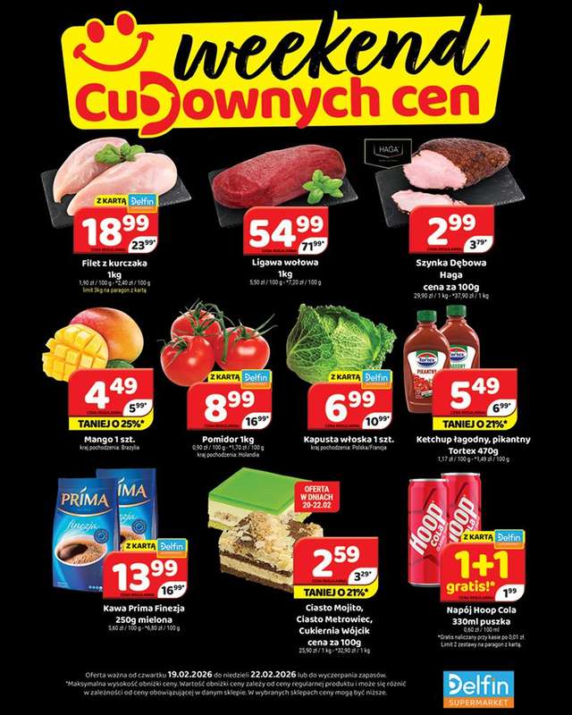 Delfin - gazetka promocyjna Weekend cudownych cen od czwartku 19.02 do niedzieli 22.02