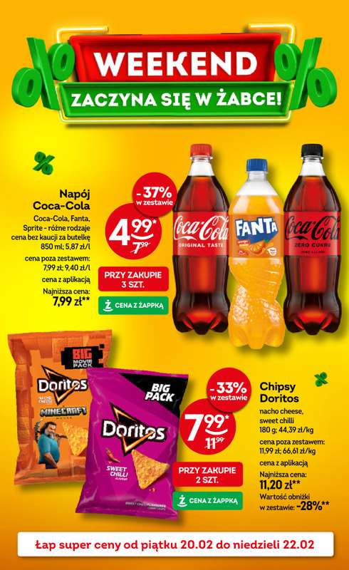 Żabka - gazetka promocyjna Gazetka weekendowa od piątku 20.02 do niedzieli 22.02