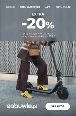 eobuwie.pl - gazetka promocyjna -20% na wybrane buty i torebki przy zakupie 2 rzeczy od czwartku 19.02 do poniedziałku 23.02