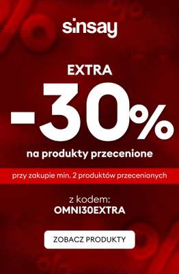 Sinsay - gazetka promocyjna EXTRA -30% na produkty przecenione od czwartku 19.02 