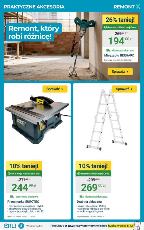 ERLI - gazetka promocyjna Majsterkuj i remontuj oszczędniej z ERLI! od piątku 20.02 do niedzieli 22.02 - strona 2