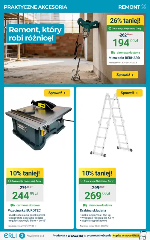 ERLI - gazetka promocyjna Majsterkuj i remontuj oszczędniej z ERLI! od piątku 20.02 do niedzieli 22.02 - strona 2