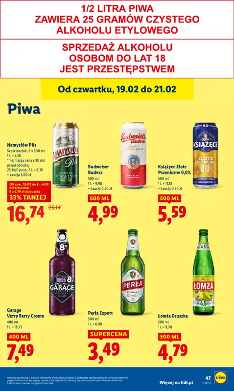 Lidl - gazetka promocyjna Oferta od czwartku od czwartku 19.02 do soboty 21.02 - strona 47