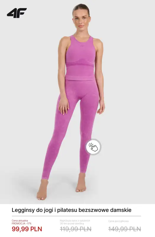 4F - gazetka promocyjna Damskie ubrania do jogi i pilatesu do -50% od soboty 21.02  - strona 10