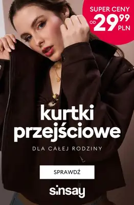 Sinsay - gazetka promocyjna Kurtki przejściowe dla całej rodziny - od 29,99 PLN od piątku 20.02 