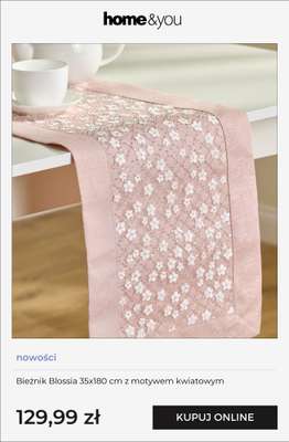 Bieżnik Blossia 35x180 cm z motywem kwiatowym