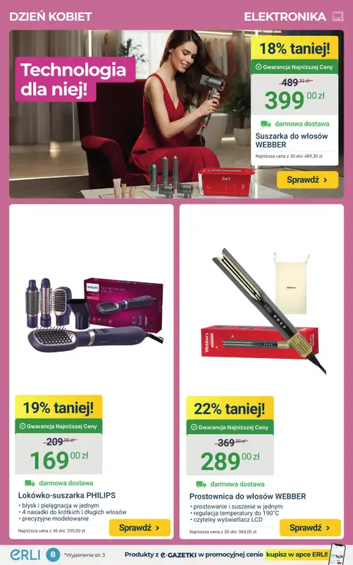 ERLI - gazetka promocyjna Dzień Kobiet – prezenty do -79% taniej! od poniedziałku 23.02 do niedzieli 01.03 - strona 8