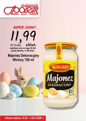 Społem - Blisko i Korzystnie - gazetka promocyjna Plakat promocyjny PSS Kalisz od poniedziałku 09.03 do soboty 04.04