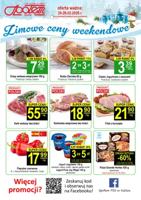 Społem - Blisko i Korzystnie - gazetka promocyjna Plakat promocyjny PSS Kalisz od czwartku 26.02 do soboty 28.02