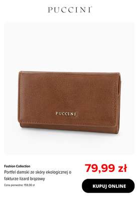 Portfel damski ze skóry ekologicznej o fakturze lizard brązowy