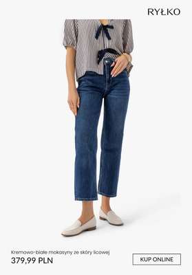 Kremowo-białe mokasyny ze skóry licowej