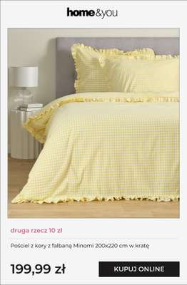 Pościel z kory z falbaną Minomi 200x220 cm w kratę