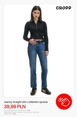 Jeansy straight slim z efektem sprania