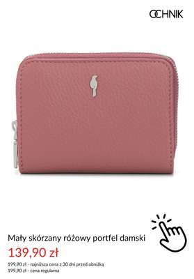 Mały skórzany różowy portfel damski