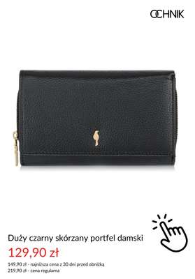 Duży czarny skórzany portfel damski