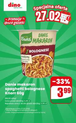 Dino - gazetka promocyjna Makaron Instant - oferta na 27.02 | Promocje spoza gazetki od piątku 27.02 do piątku 27.02
