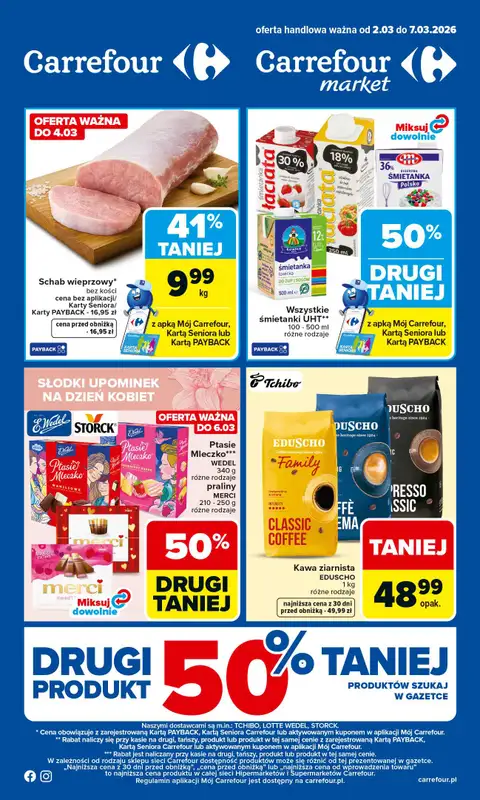 Carrefour Market - gazetka promocyjna Gazetka Carrefour Market od poniedziałku od poniedziałku 02.03 do soboty 07.03