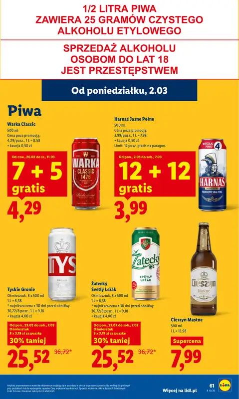 Lidl - gazetka promocyjna Oferta od poniedziałku od poniedziałku 02.03 do środy 04.03 - strona 61
