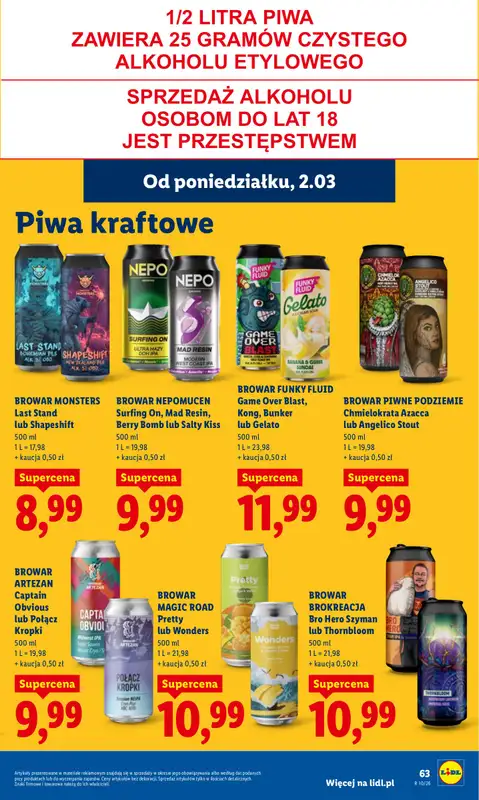 Lidl - gazetka promocyjna Oferta od poniedziałku od poniedziałku 02.03 do środy 04.03 - strona 63