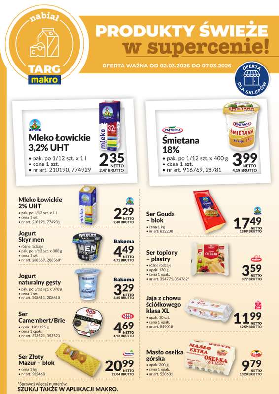 Makro - gazetka promocyjna Targ MAKRO - oferta świeża w super cenach! od poniedziałku 02.03 do soboty 07.03