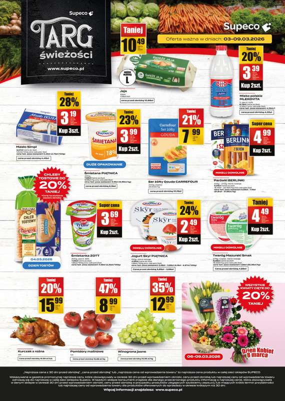 Supeco - gazetka promocyjna Targ świeżości od wtorku 03.03 do poniedziałku 09.03