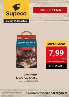 Supeco - gazetka promocyjna Żwirek dla kota 5l od poniedziałku 02.03 do niedzieli 15.03
