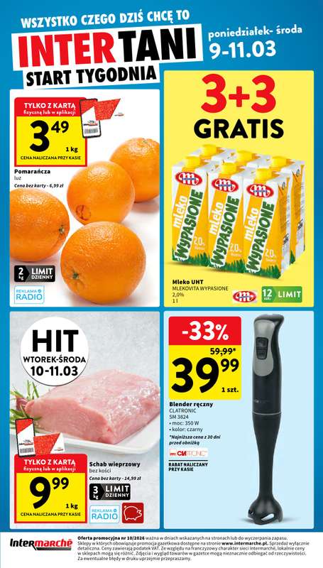 Intermarche - gazetka promocyjna Intertani start tygodnia od poniedziałku 09.03 do środy 11.03