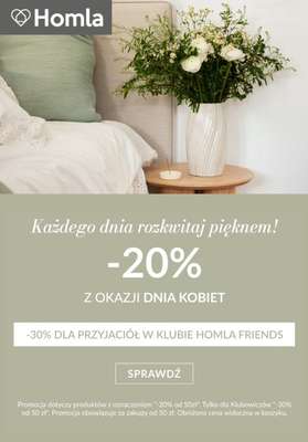 Homla - gazetka promocyjna -20% od 50 zł od poniedziałku 02.03 do poniedziałku 09.03