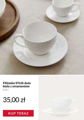 Filiżanka SYLIA duża biała z ornamentem