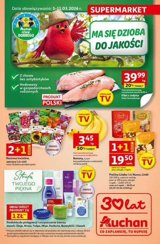 Auchan - gazetka promocyjna Gazetka 30 Lat Supermarket Auchan od czwartku 05.03 do środy 11.03