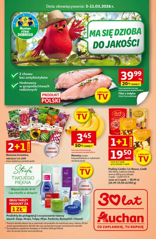 Auchan - gazetka promocyjna Gazetka 30 Lat Hipermarket Auchan od czwartku 05.03 do środy 11.03